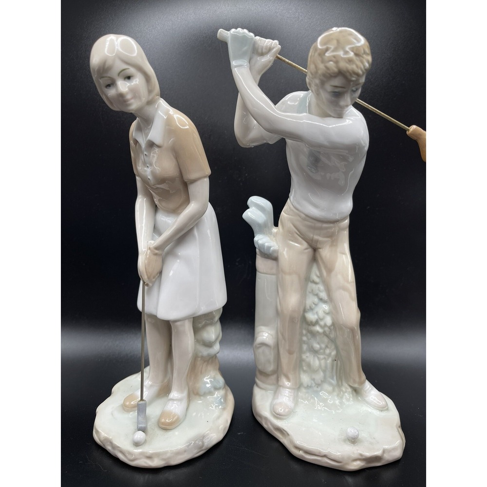 ARDALT‎ Golfing Husband & Wife Figurines Japan Hand Painted Lenwile China